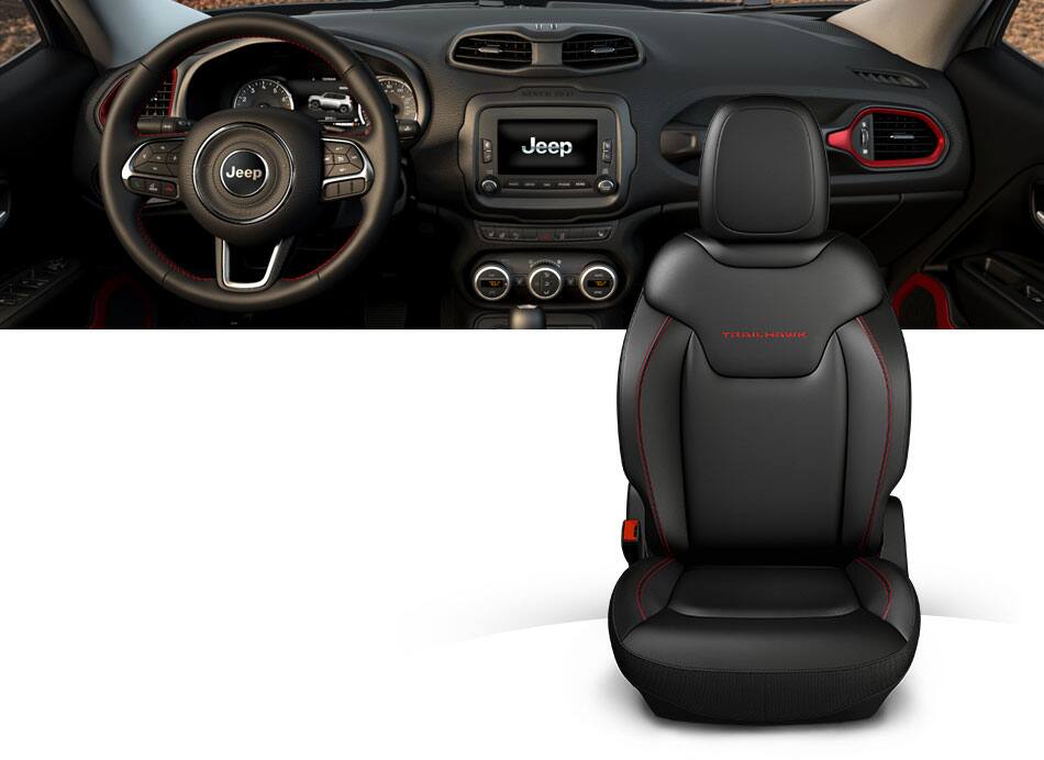 2015 Jeep Renegade Trailhawk Leather Seat Black Red