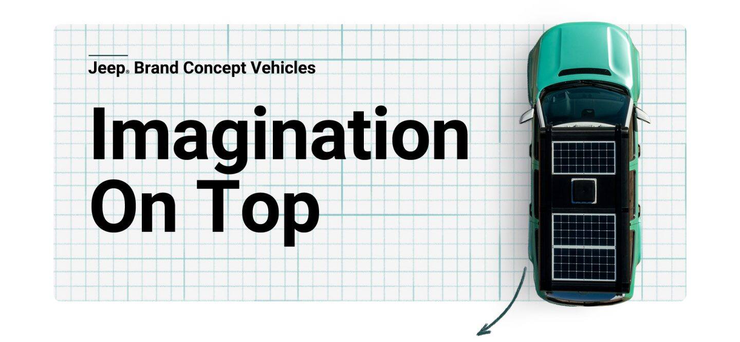 Angle de tête d’un véhicule Jeep Brand Concept sur du papier graphique.