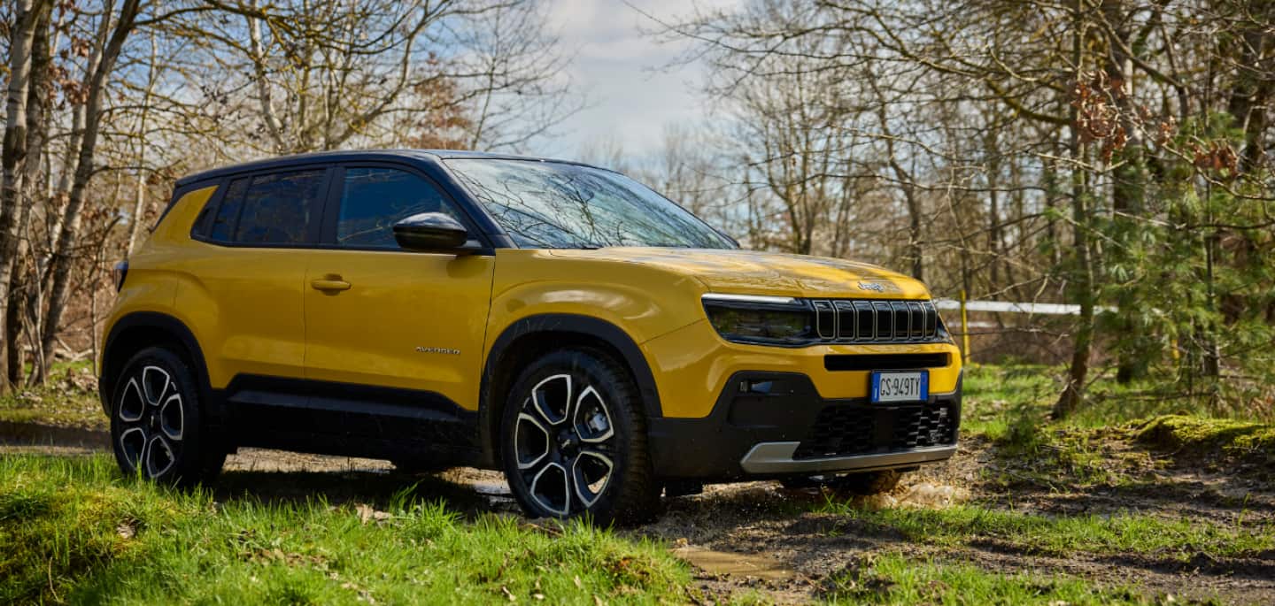 A Jeep Avenger in the city centre. 