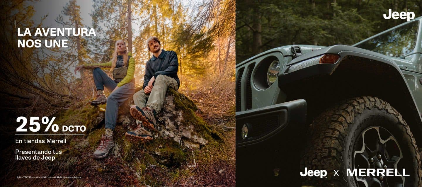 25% dcto. en tiendas Merrell Presentando tus llaves de Jeep