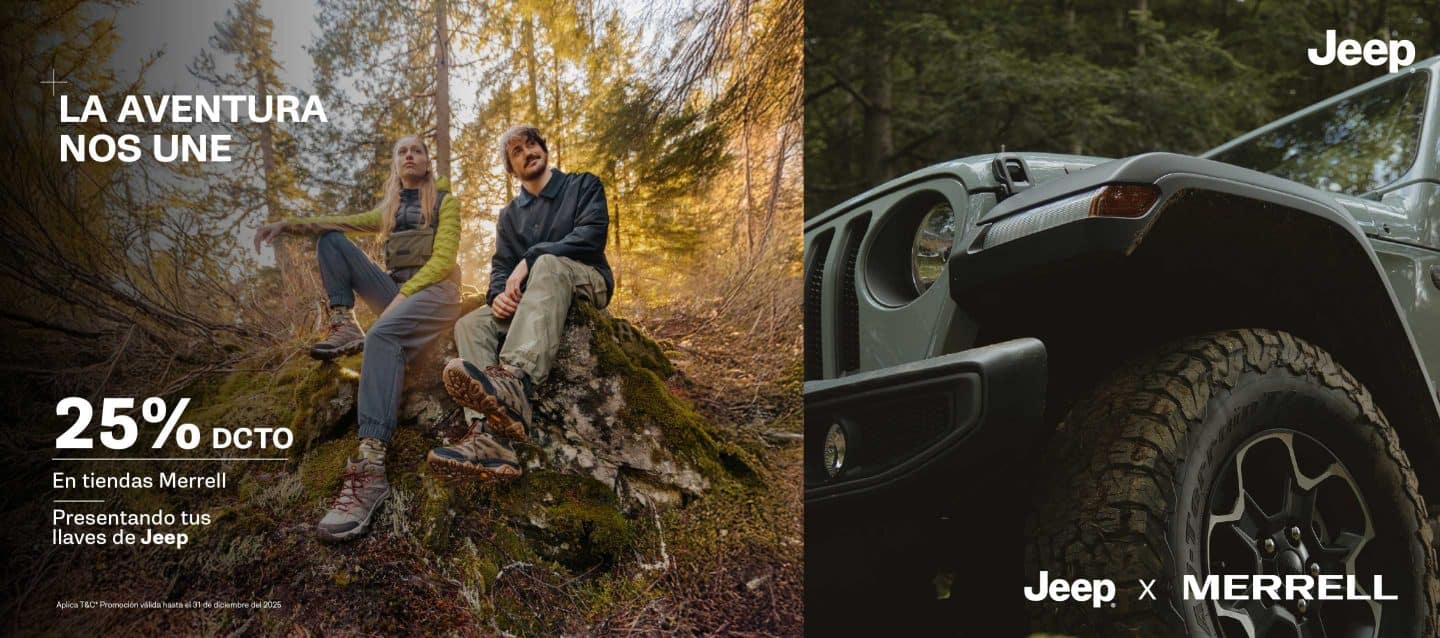 25% dcto. en tiendas Merrell Presentando tus llaves de Jeep