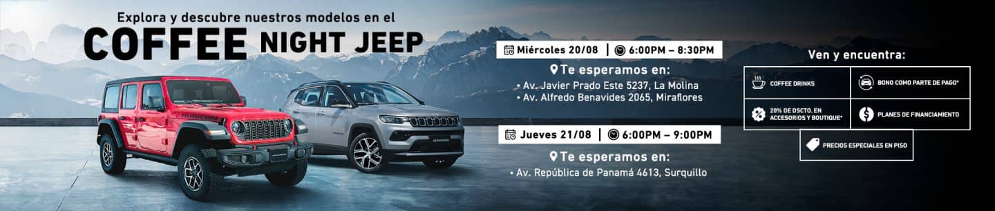 Explora y descubre nuestros modelos en el coffee night jeep