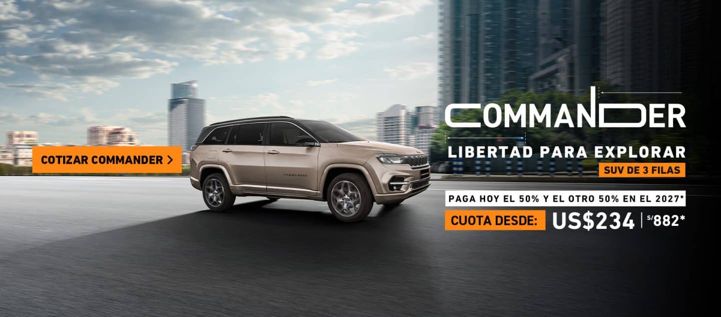 Jeep Commander con 3 filas para 7 pasajeros en la ciudad
