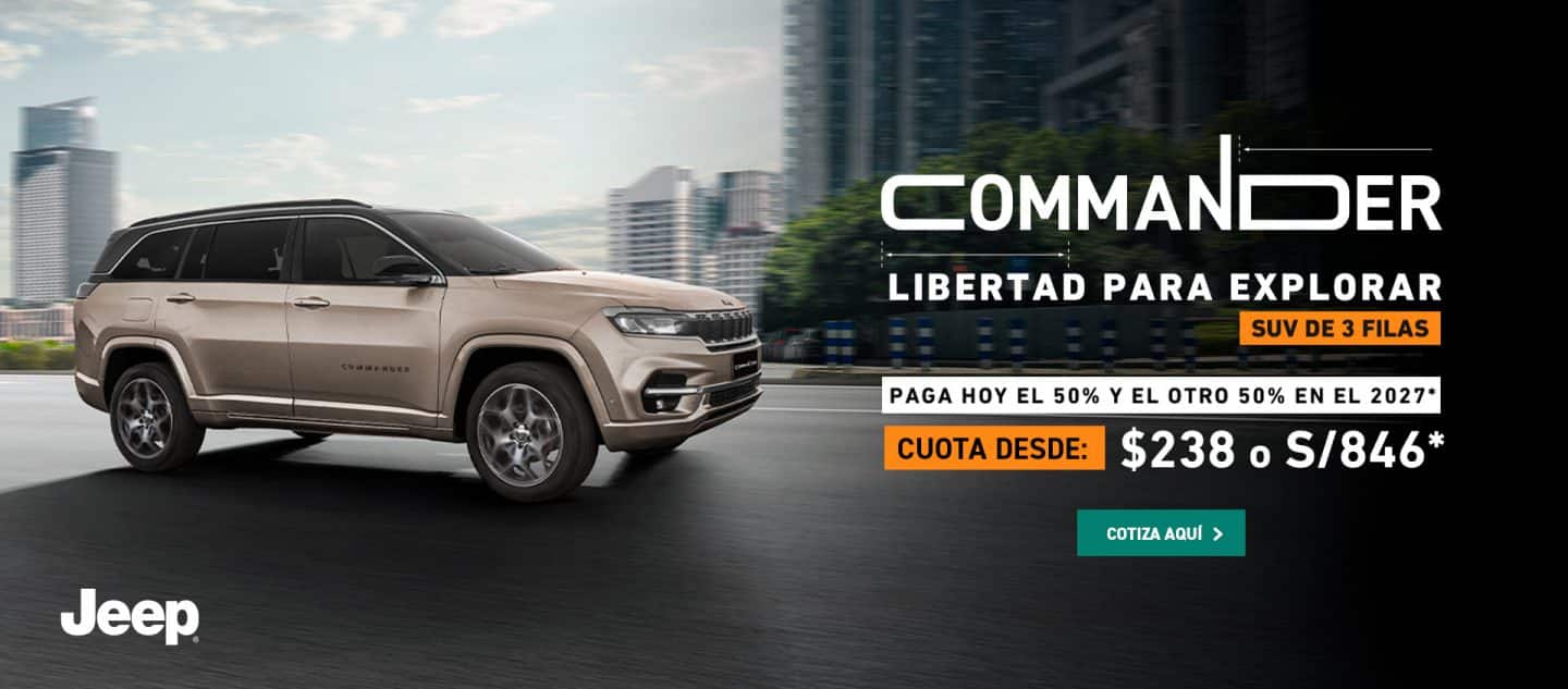 Jeep Commander con 3 filas para 7 pasajeros en la ciudad
