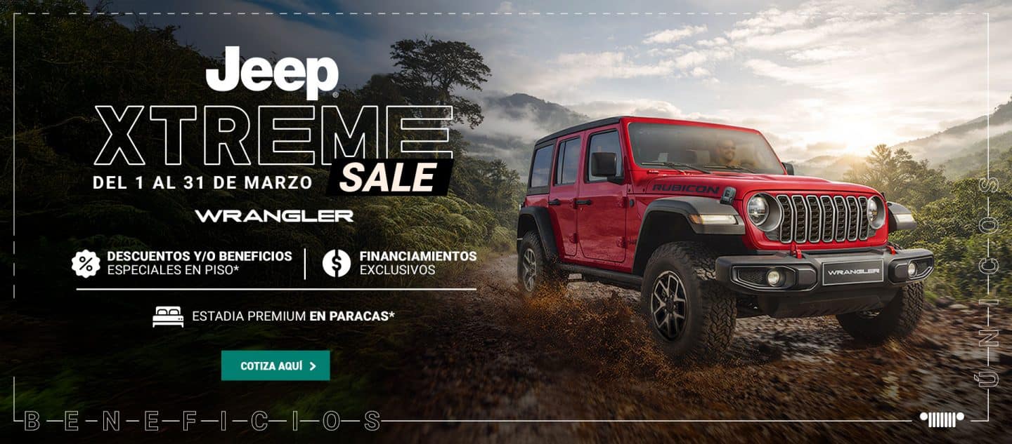 Wrangler promoción Xtreme Sale marzo con descuentos, financiamiento exclusivo y beneficios en Perú.