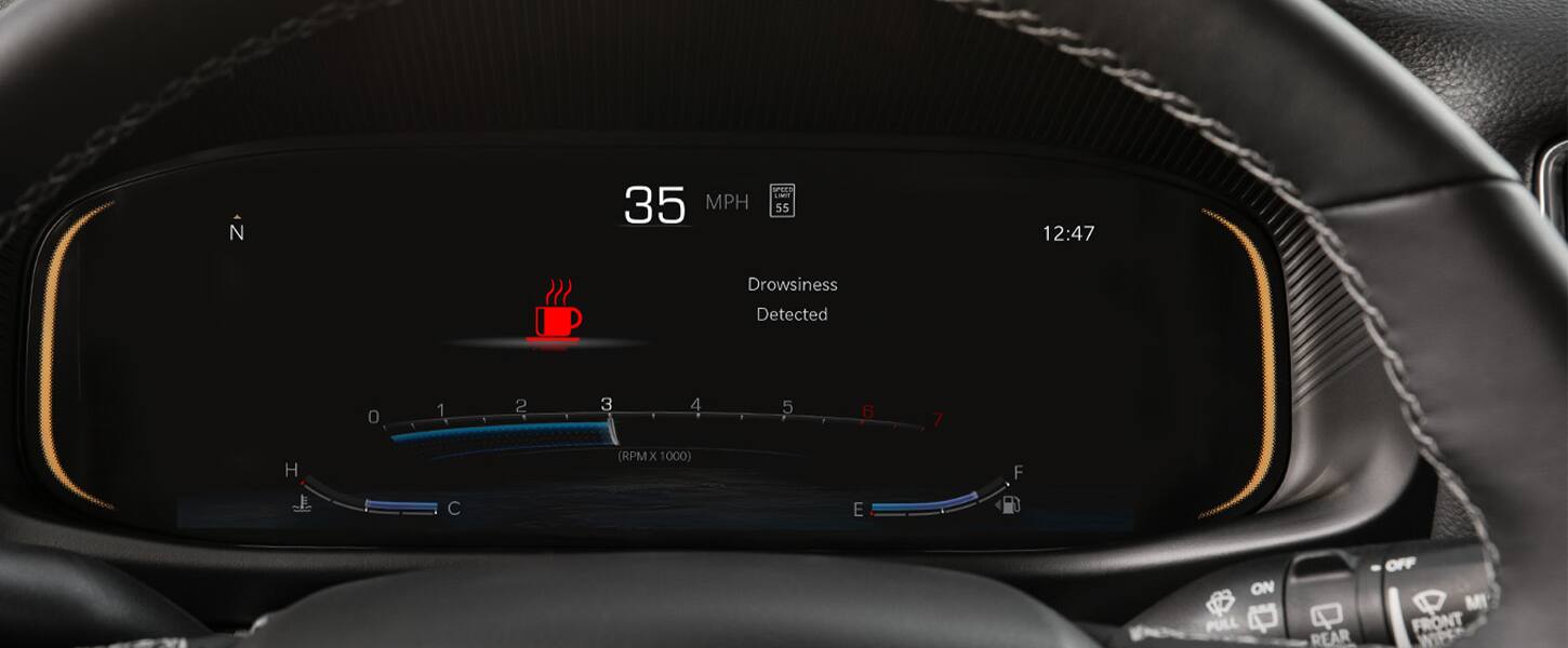 The Driver Information Digital Cluster Display in the 2022 Wagoneer showing a 
