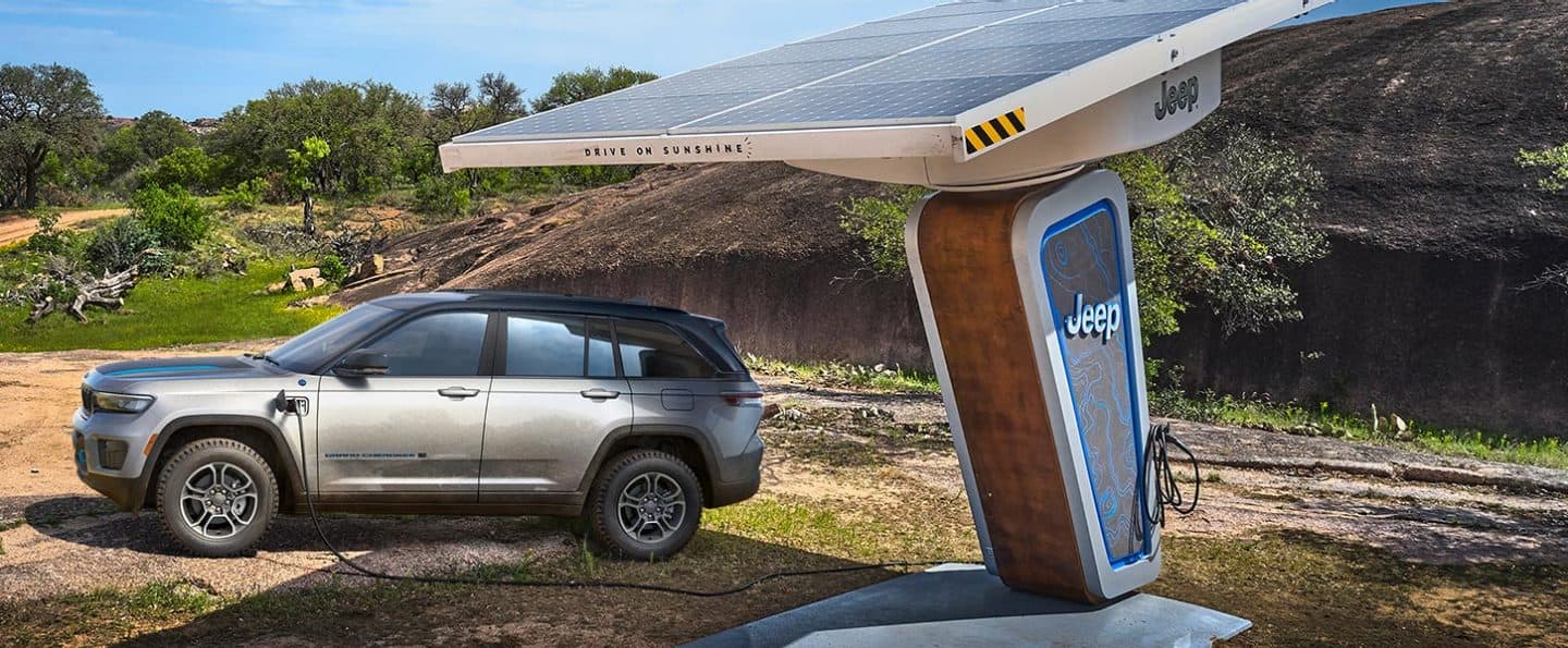 Road trip store with electric car