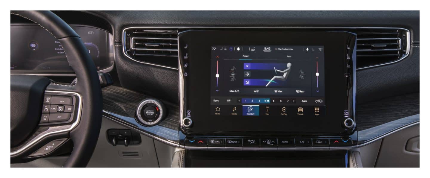 The touchscreen in the 2023 Wagoneer displaying climate controls.