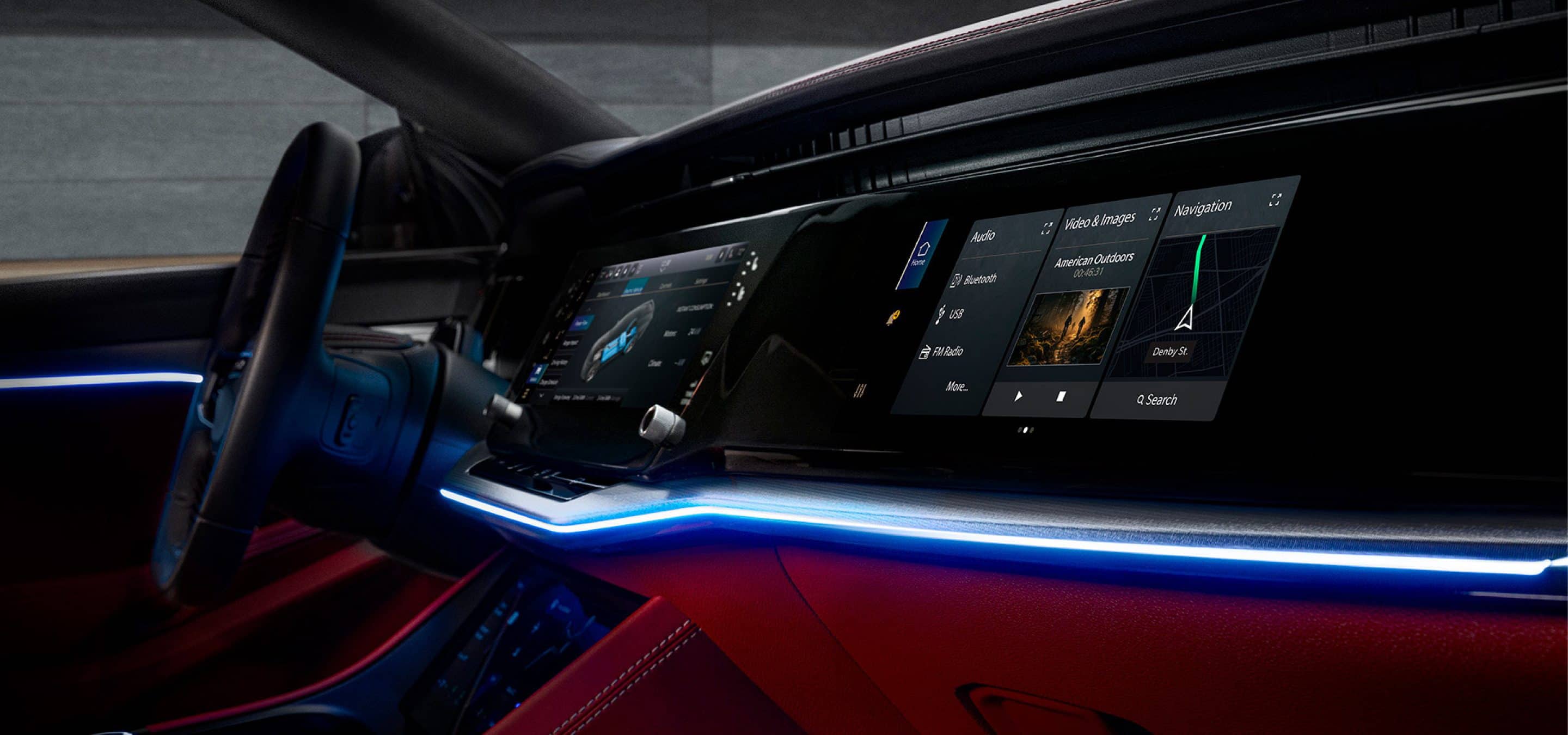 2024 Jeep Wagoneer S interior dashboard with touchscreen infotainment center.