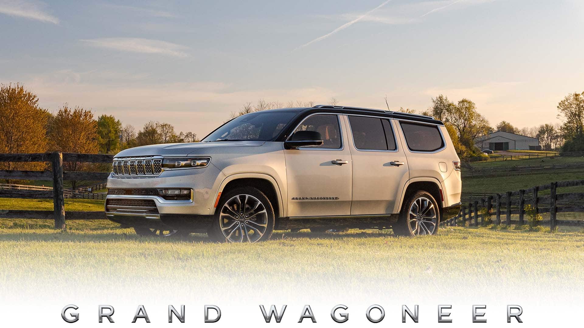 2024 jeep grand wagoneer parked on farmland.
