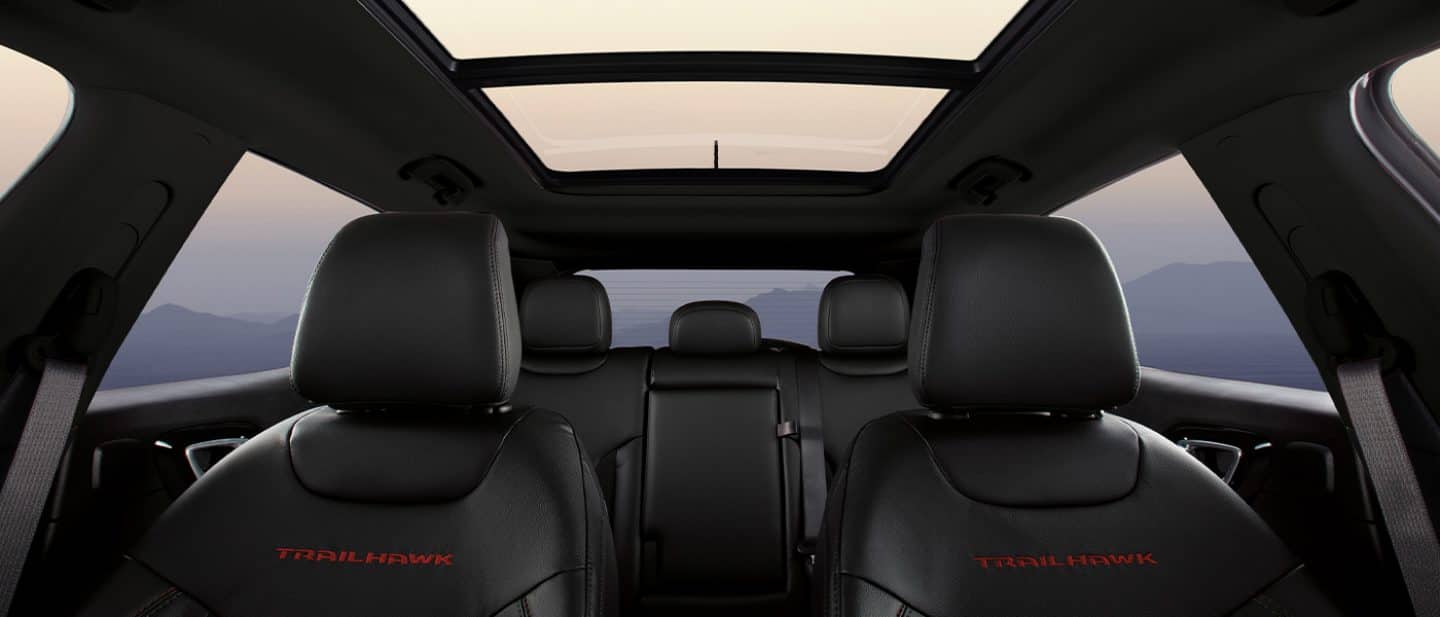 2026 Jeep Compass Latitude premium cloth interior with heated front seats and soft-touch instrument panel