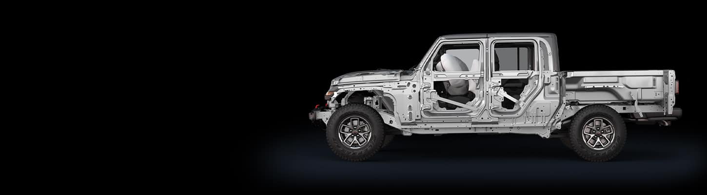 An under-the-skin driver-side profile of the 2026 Jeep Gladiator.