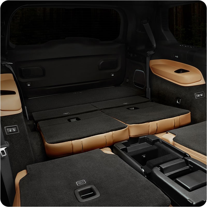 SUV cargo area with third row seats folded flat