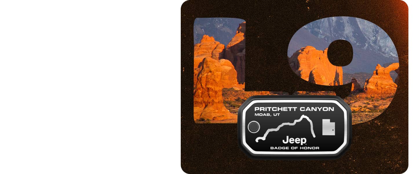L 9. The Pritchett Canyon. Moab, Utah Jeep Badge of Honor.