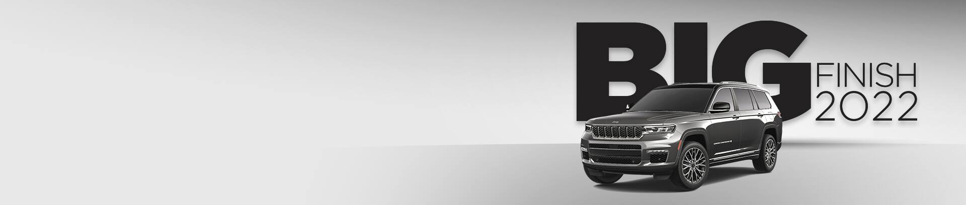 A gray 2023 Jeep Grand Cherokee Summit Reserve. The Big Finish 2022.