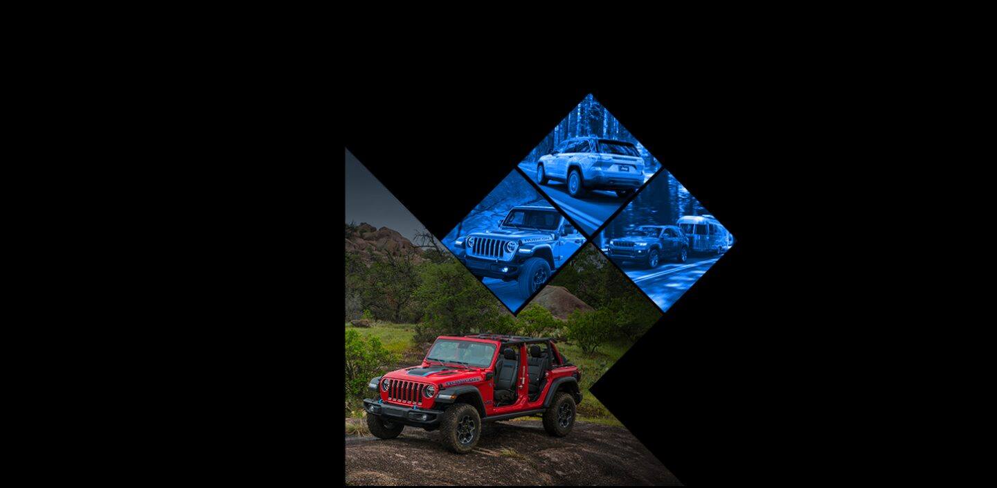 The 2022 Jeep Wrangler Rubicon 4xe being driven off-road on muddy terrain. 