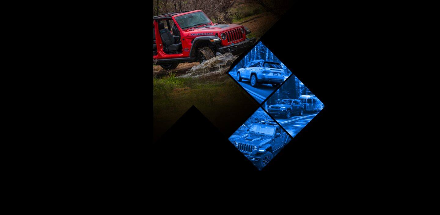Un Jeep Wrangler Rubicon 4xe 2022 circulando en condiciones todoterreno sin las puertas.