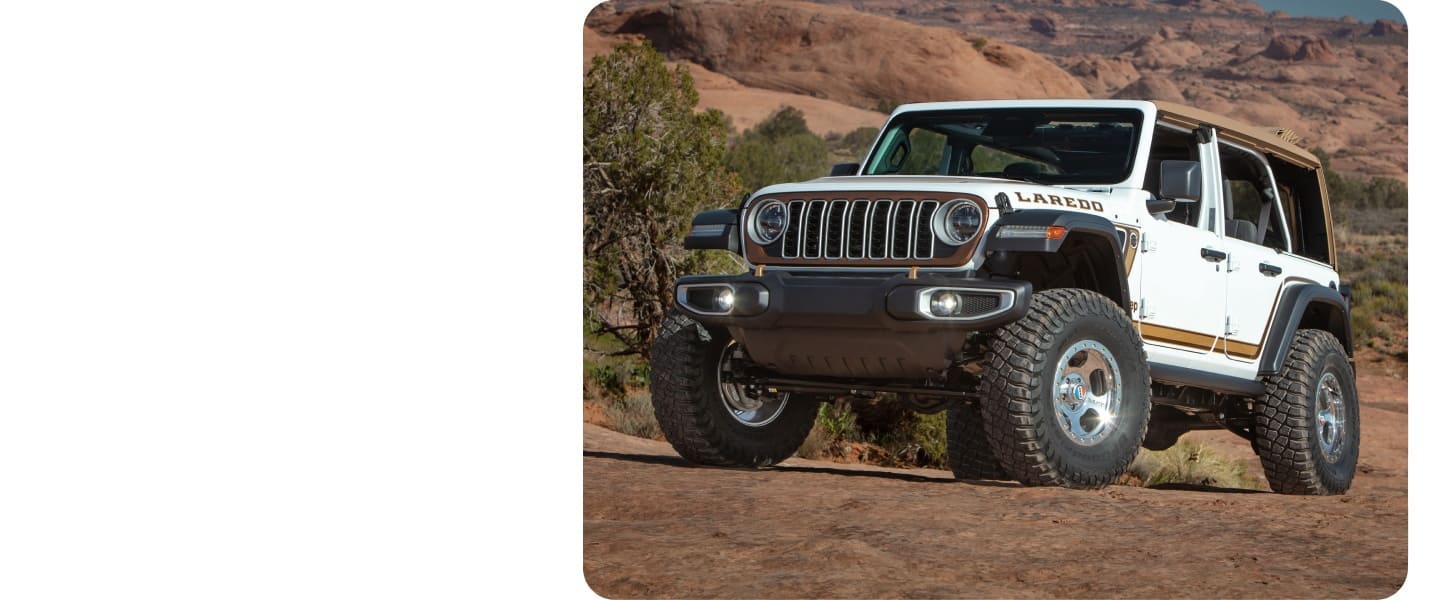 Un vehículo conceptual Jeep Wrangler Laredo blanco.