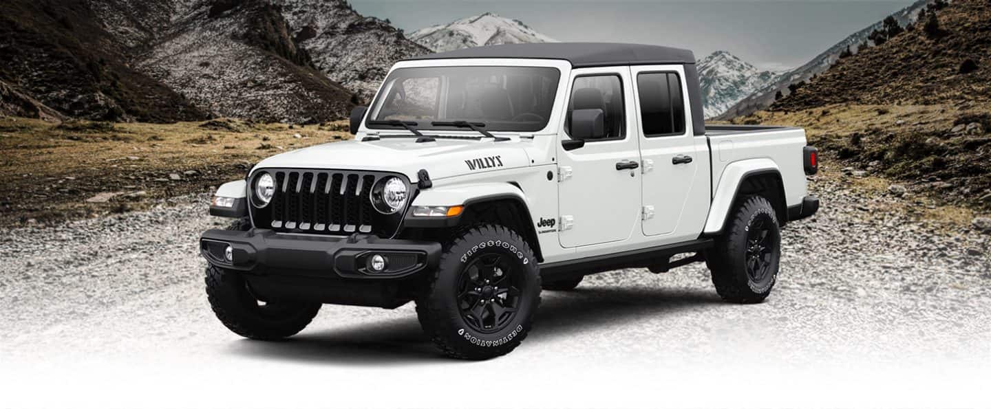 The 2022 Jeep Gladiator Willys Sport in Bright White, one of several available exterior colors.