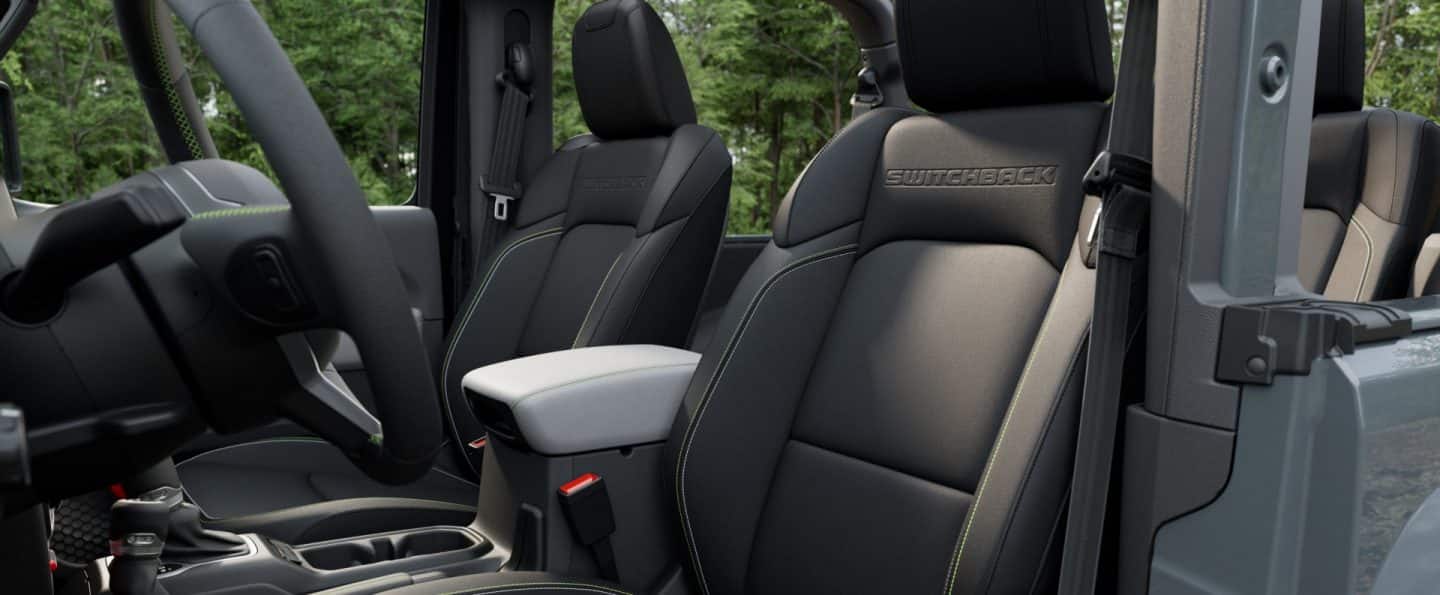 Wrangler Switchback interior with black Nappa leather seats and Lime Green stitching