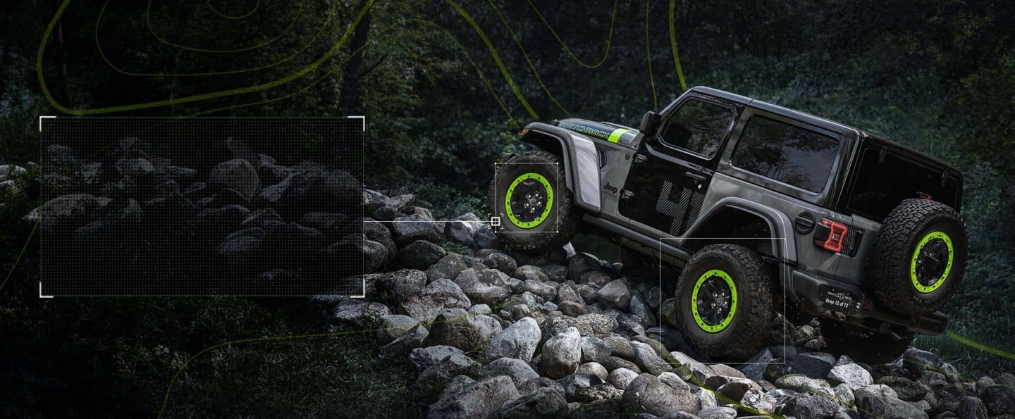 Wrangler Switchback 2-door climbing over rocks